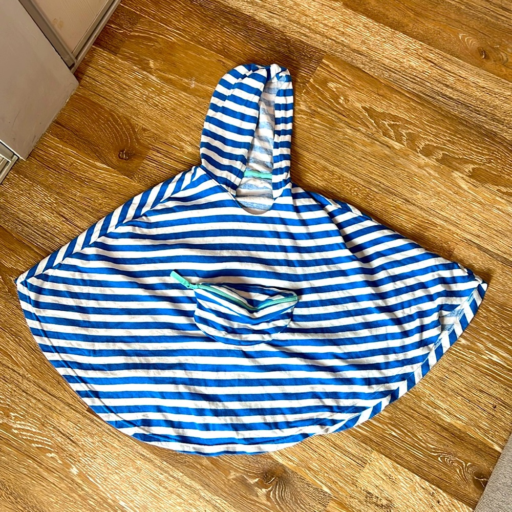 Cat & Jack, blue & white striped beach or pool cover-up with built-in fanny pack